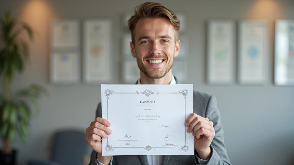 Zertifikat und Abzeichen auf professionellem Hintergrund für berufliche Qualifikationen