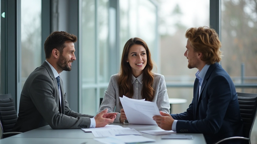 Gruppe von vielfältigen Fachleuten in Geschäftstreffen diskutiert Karriereentwicklung