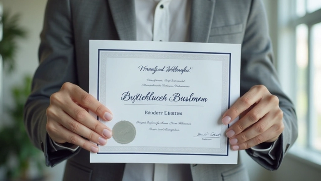 Anatomisch korrekte Profis mit zwei Händen jeweils, die anerkannte Zertifikate und Abschlüsse halten, modernes Büro-Setting, professionelle Fotografie